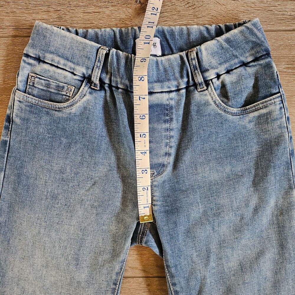 Bevy Flog Jasmine Cropped Jeans Womens 26 Blue Pull On Elastic Waist Wide Leg - Picture 4 of 9